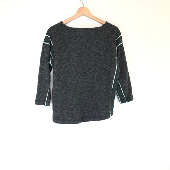 Madewell Dark Gray 3/4 Sleeve Striped Sweater Top - Picture 8 of 10